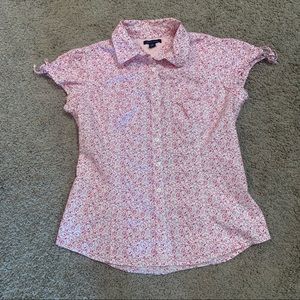 Tommy Hilfiger Pink White Top Blouse Small